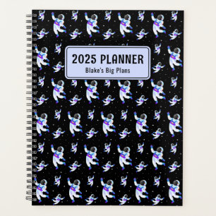 Retro Astronauts Floating In Space Custom Planner