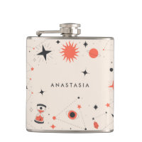 Retro Astronomy Tokens Personalized Hip Flask