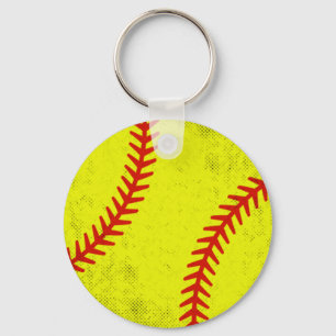 Retro Athletic Softball Fastpitch Game Day Style Keychain