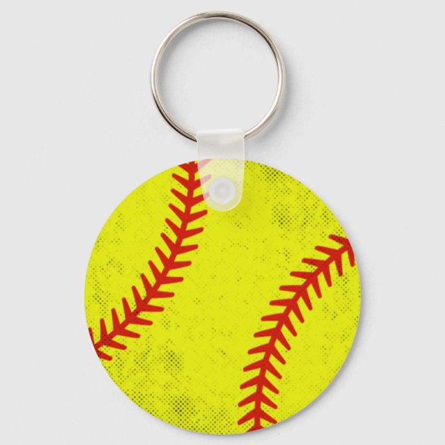 Retro Athletic Softball Fastpitch Game Day Style Keychain (Front)