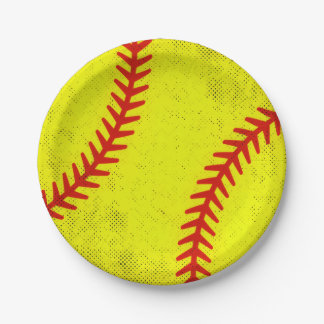 Retro Athletic Softball Fastpitch Game Day Style Paper Plate