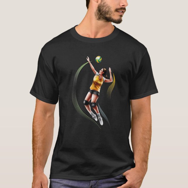 Retro Athletic Volleyball Team Sport Net Spike  34 T-Shirt (Front)