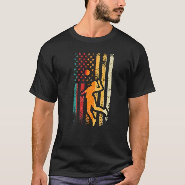 Retro Athletic Volleyball Team Sport Net Spike  5 T-Shirt (Front)