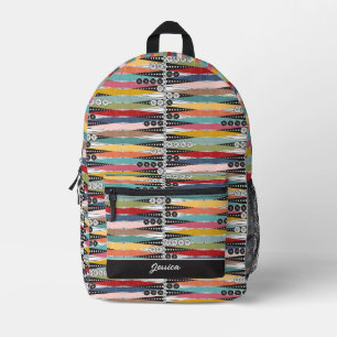 Retro Atomic Age Backgammon  Printed Backpack