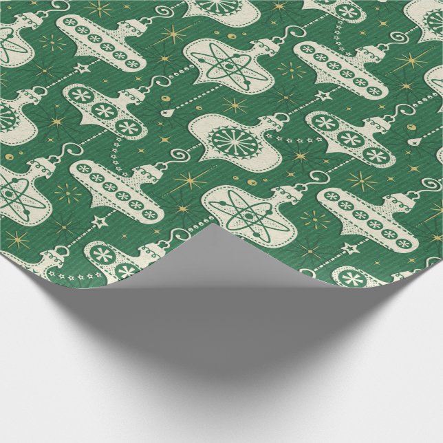 Retro Atomic Age Christmas Ornaments ©studioxtine Wrapping Paper (Corner)