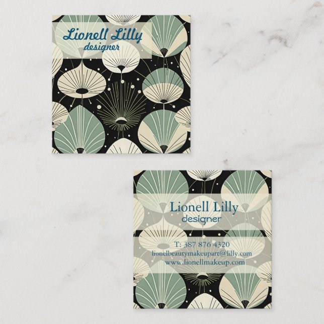 Retro Atomic Age Geometric Modern Pattern  Square Business Card (Front/Back)