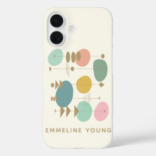 Retro Atomic Age Mid Mod Geometric Personalized iPhone 16 Case