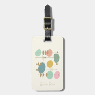 Retro Atomic Age Mid Mod MCM Geometric with Name Luggage Tag