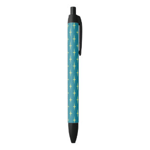 Retro Atomic Age Star Pattern Black Ink Pen