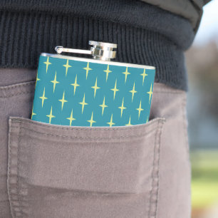 Retro Atomic Age Star Pattern Hip Flask