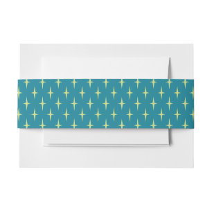 Retro Atomic Age Star Pattern Invitation Belly Band