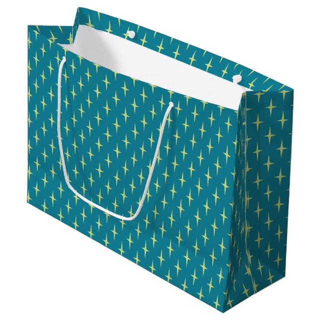 Retro Atomic Age Star Pattern Large Gift Bag (Front Angled)