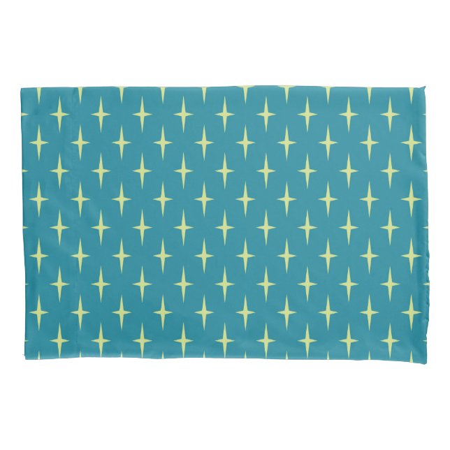 Retro Atomic Age Star Pattern Pillowcase (Front-Left)