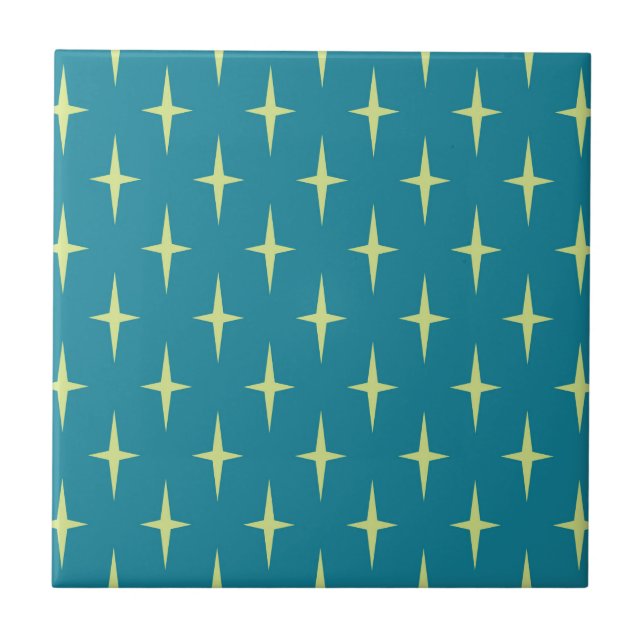 Retro Atomic Age Star Pattern Tile (Front)