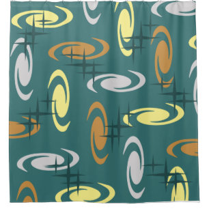 Retro Atomic Age Swirls Stars Pattern Multicolored