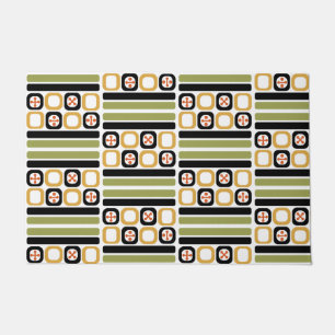 Retro Atomic Art Squares Lines Multicolored Doormat