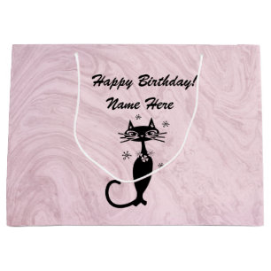 Retro Atomic Black Cat Personalized Gift Bag