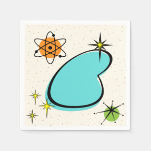 Retro Atomic Boomerang and Starbursts Paper Napkin