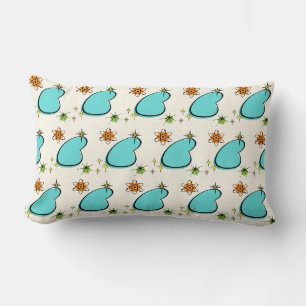 Retro Atomic Boomerang and Starbursts Throw Pillow