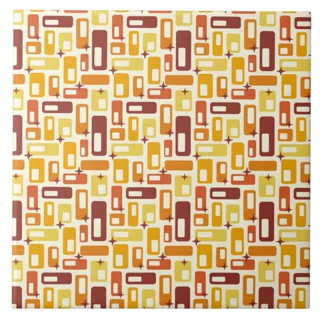 Retro Atomic Capsules Starburst Pattern Tile (Front)