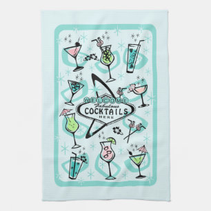 Retro Atomic Cocktails Kitchen Towel