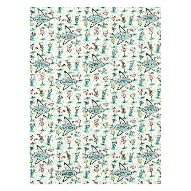 Retro Atomic Cocktails Tablecloth (Front)