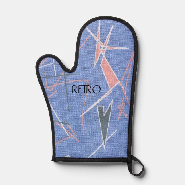 Retro Atomic Diamonds Triangles Oven Mitt (Front)