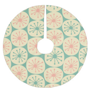 Retro Atomic Dots Midcentury Modern 50s Pink Mint Brushed Polyester Tree Skirt