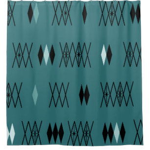 Retro Atomic Era Diamonds Pattern Teal
