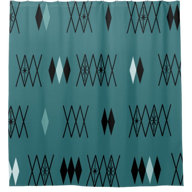 Retro Atomic Era Diamonds Pattern Teal (Front)