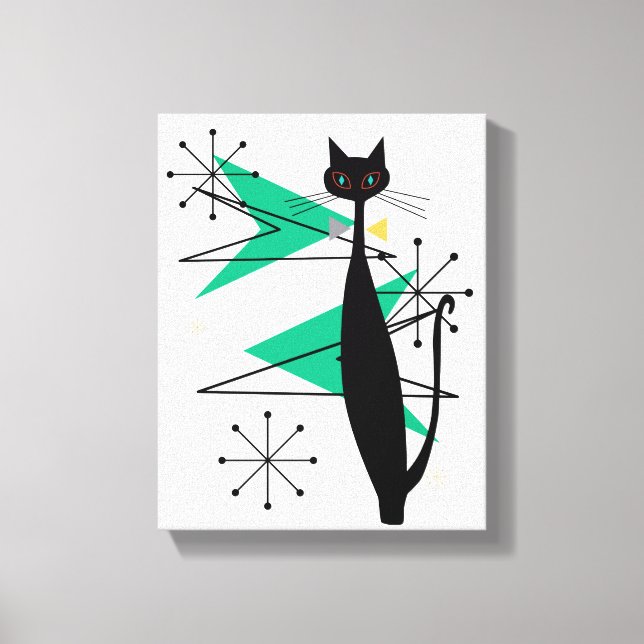 Retro Atomic Era MCM Cool Cat Canvas Print (Front)