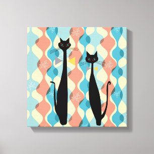Retro Atomic Era MCM Cool Cat Canvas v2 Print