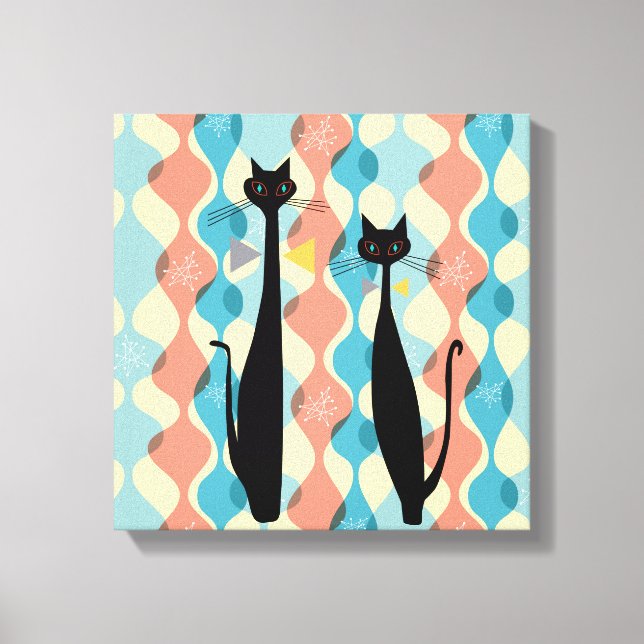 Retro Atomic Era MCM Cool Cat Canvas v2 Print (Front)