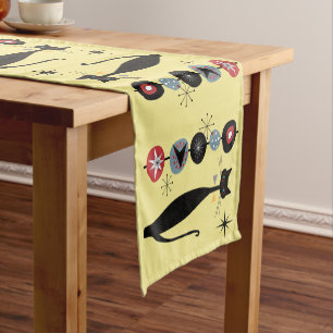 Retro Atomic Era Mid Century MCM Cool Cat v2 Short Table Runner