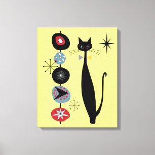 Retro Atomic Era Mid Century Modern Cool Cat Canvas Print
