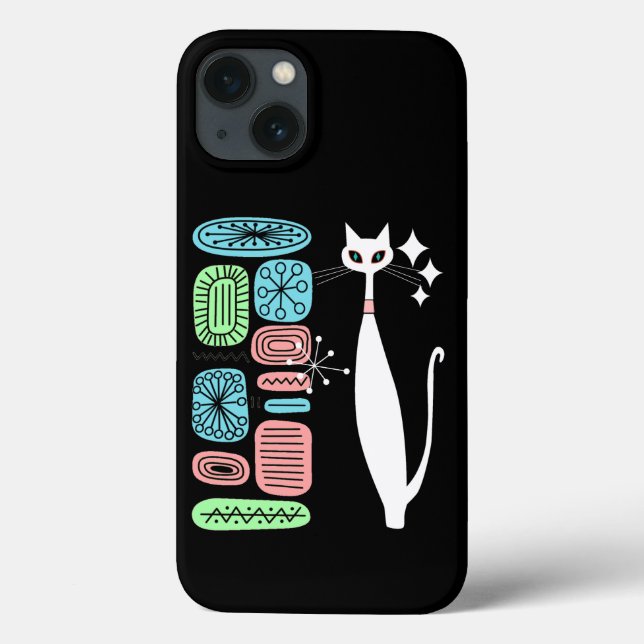 Retro Atomic Era Mid Century Modern Cool Cat Case-Mate iPhone Case (Back)