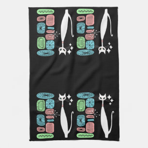 Retro Atomic Era Mid Century Modern Cool Cat Kitchen Towel