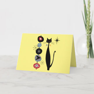 Retro Atomic Era Mid Century Modern Cool Cat Note Card