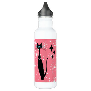 Retro Atomic Era Mid Century Modern MCM Black Cat 710 Ml Water Bottle