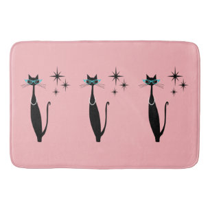 Retro Atomic Era Mid Century Modern MCM Black Cat Bath Mat