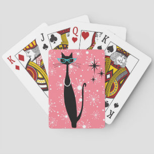 Retro Atomic Era Mid Century Modern MCM Black Cat Playing Cards