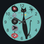 Retro Atomic Era Mid Century Modern MCM Cool Cat 2 Large Clock<br><div class="desc">More great items in my store!</div>