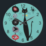 Retro Atomic Era Mid Century Modern MCM Cool Cat 2 Large Clock<br><div class="desc">More great items in my store!</div>