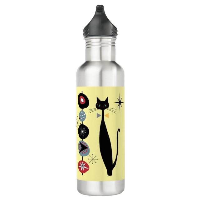 Retro Atomic Era Mid Century Modern MCM Cool Cat 710 Ml Water Bottle (Right)