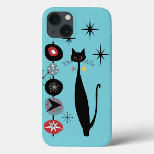 Retro Atomic Era Mid Century Modern MCM Cool Cat B iPhone 13 Case
