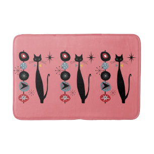 Retro Atomic Era Mid Century Modern MCM Cool Cat Bath Mat