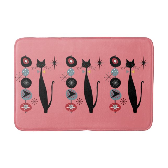 Retro Atomic Era Mid Century Modern MCM Cool Cat   Bath Mat (Front)