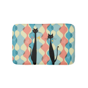 Retro Atomic Era Mid Century Modern MCM Cool Cat Bath Mat