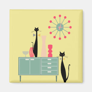 Retro Atomic Era Mid Century Modern MCM Cool Cat Magnet