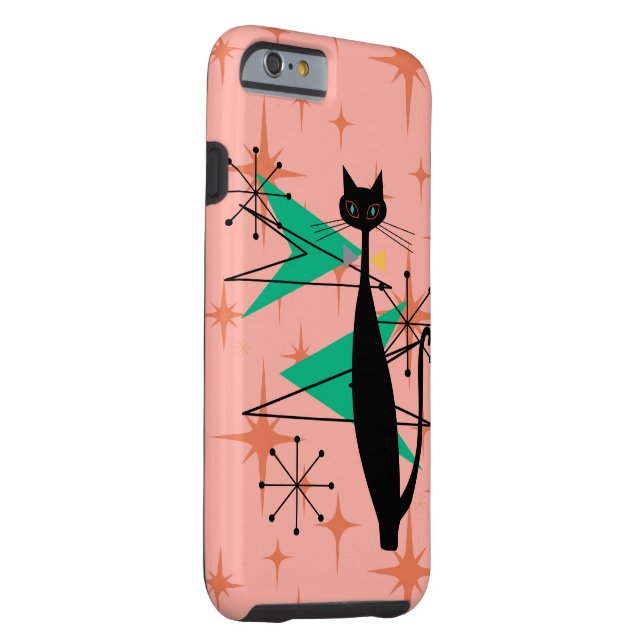 Retro Atomic Era Mid Century Modern MCM Cool Cat P Case-Mate iPhone Case (Back/Right)